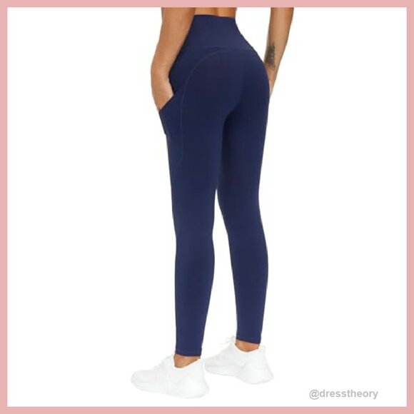 High Waist Yoga Pants with Pockets Tummy Control Workout Leggings - Picture 4 of 7